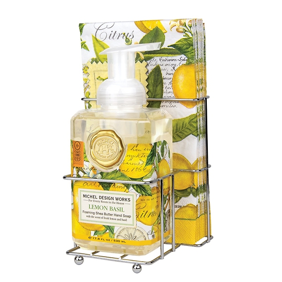 Lemon Basil Foaming Hand Soap Napkin Set