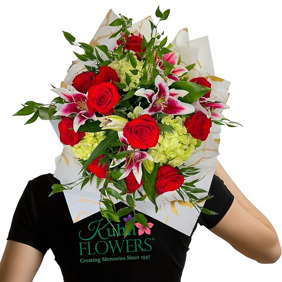 Radiant Rose & Lily Wrapped Bouquet