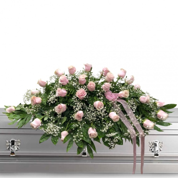 Elegant Pink Rose Casket Spray