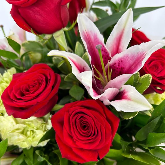 Radiant Rose & Lily Wrapped Bouquet