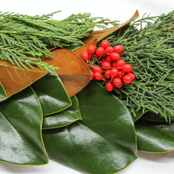 Southern Luxury Magnolia and Red Berry Garland