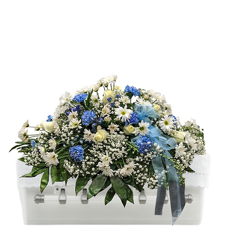 Delicate Shades of Blue Casket Spray