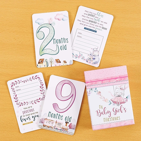 Baby Girl Milestone Photo Prop Cards