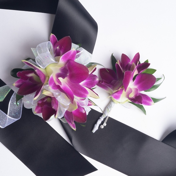 Purple Dendrobium Corsage & Boutonniere