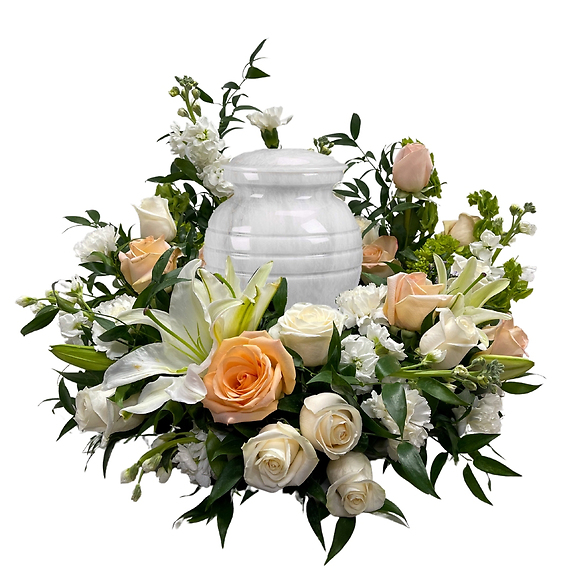 Peaceful Peach and White Urn Arrangement