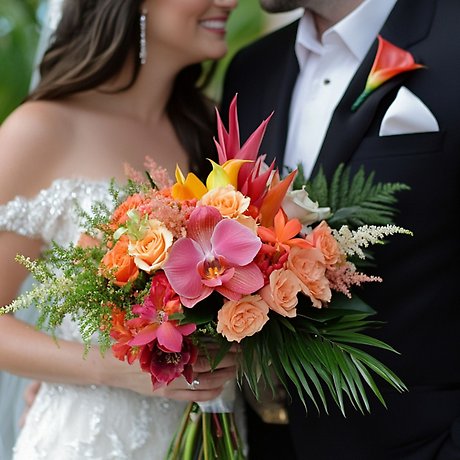 Tropical Bouquet & Boutonniere Set