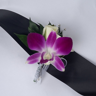 Purple Orchid & Rose Boutonniere