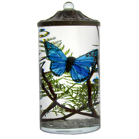 Lifetime Candle - Blue Butterfly Cylinder
