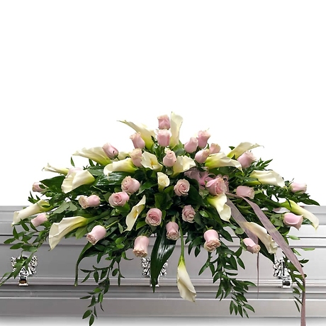 Pink Roses and Calla Lily Casket Spray