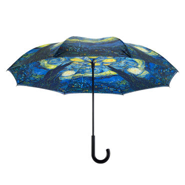 Starry Night Stick Umbrella Reverse Close