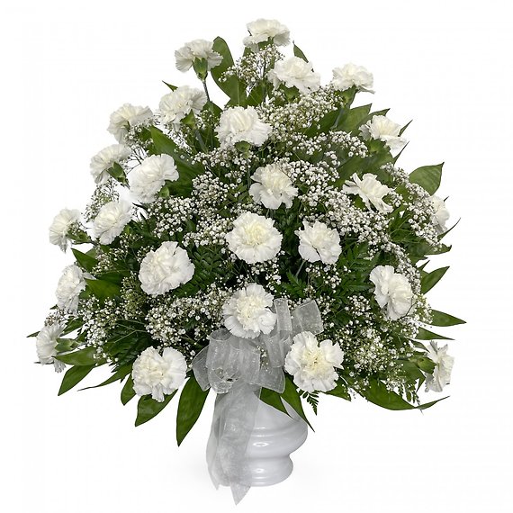 White Carnation Basket