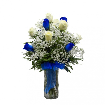 Classic Blue & White Roses
