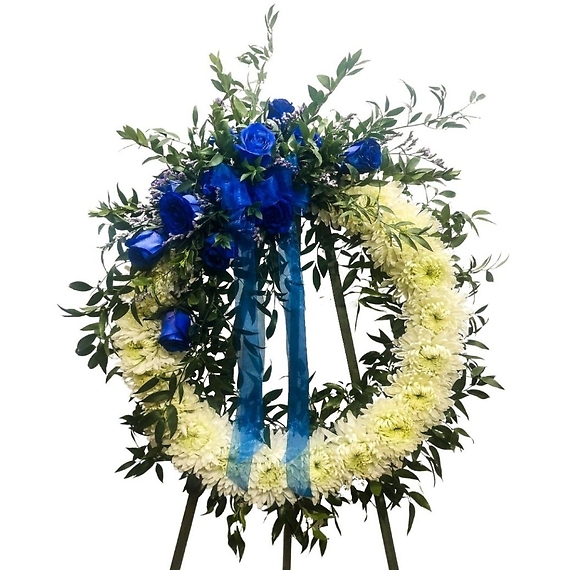 Blue and White Wreath