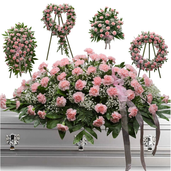 Pink Carnation Classic Sympathy 5 Piece Set