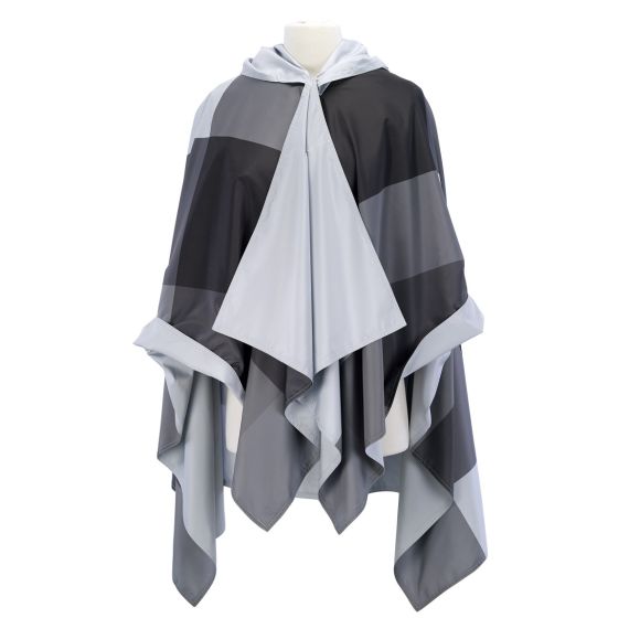 Grey Oversized Plaid RainCape